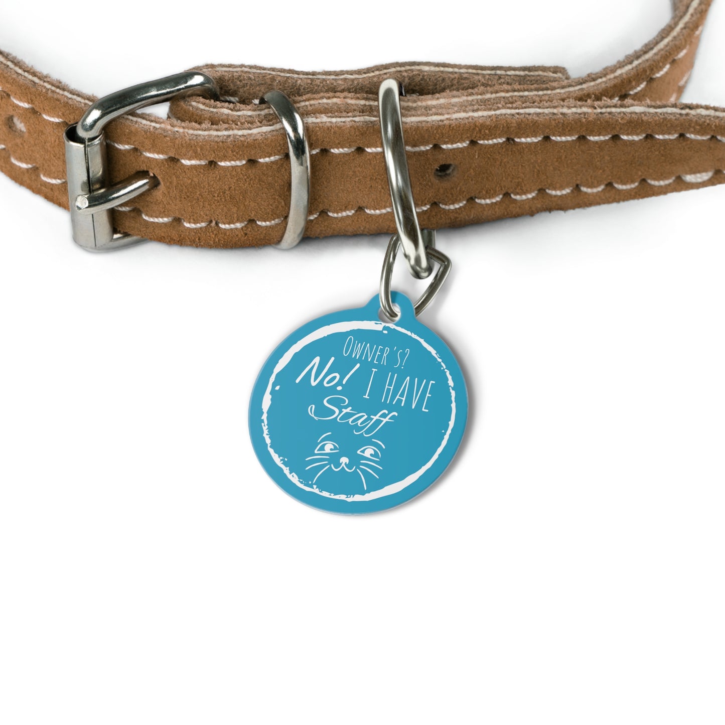 Blue "Owner's? No! I Have Staff" Pet Tag, Dog Tag, Dog ID, Cat Tag, Cat ID