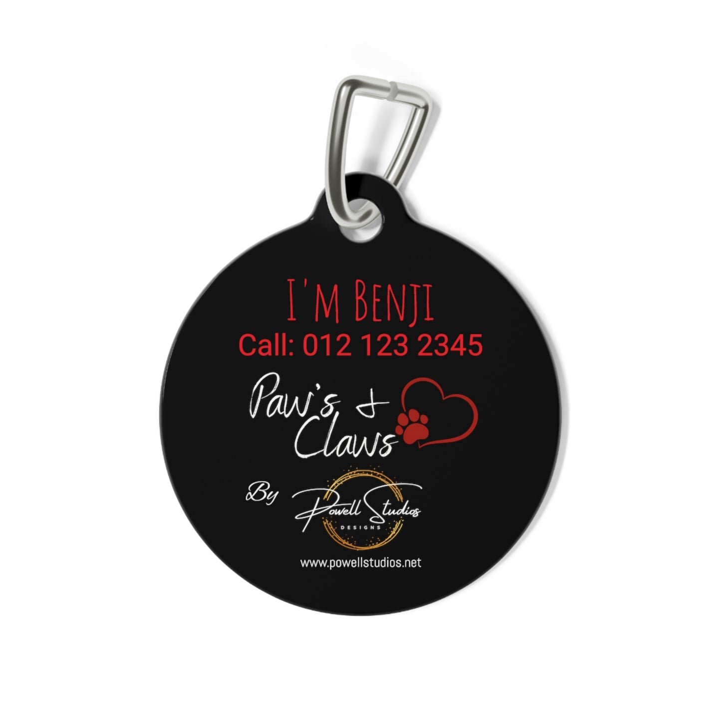 Black "Cute, Snuggle Ninja!" , Pet Tag, Pet ID, dog ID, cat ID, cat tag