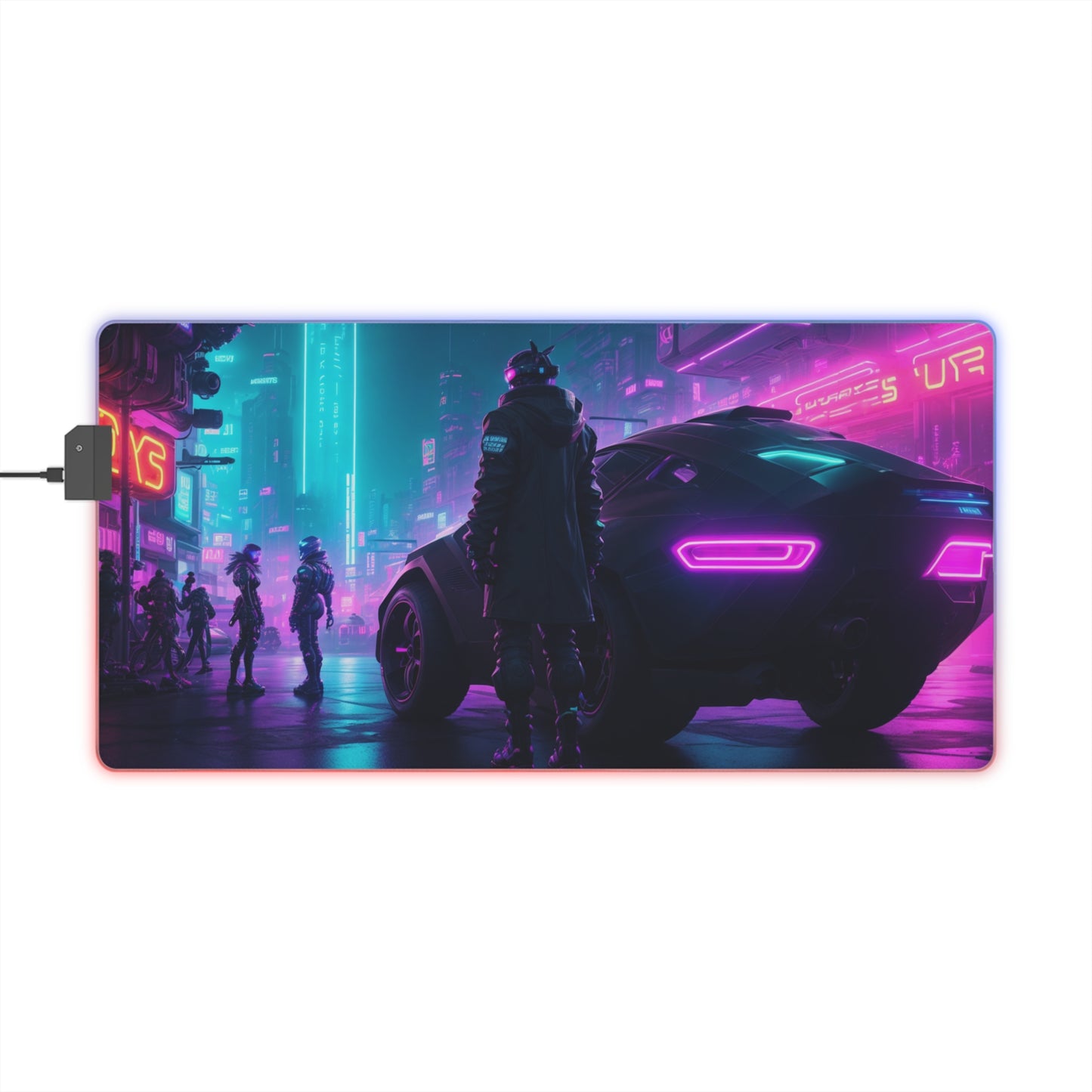 LED Gaming Mouse Pad. Punked Cyber Vibes, with our Futuristic Dystopian Mouse Mat, Embrace the Cyber Punk Style, Retro & Neon Awesomeness!