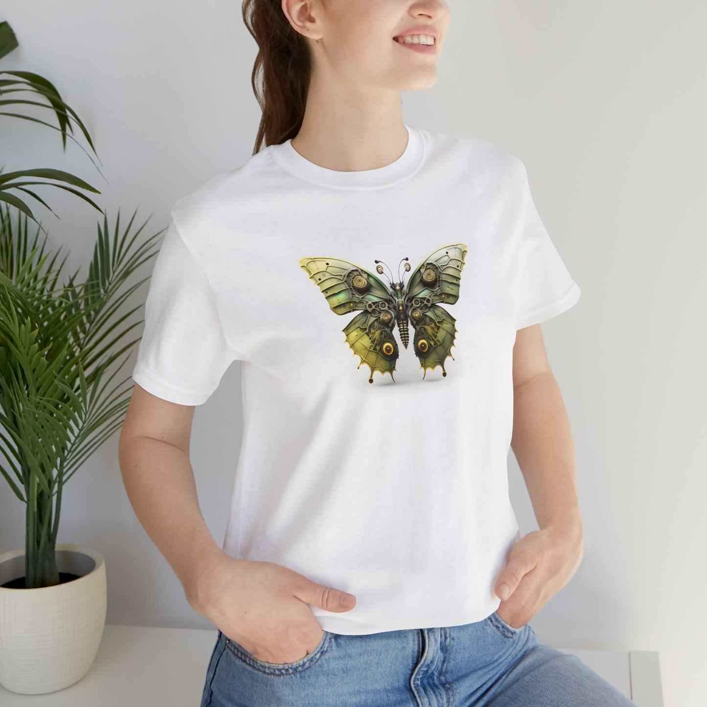 Steam Punk Butterfly Green Acid design, Unisex Jersey Short Sleeve Tee,