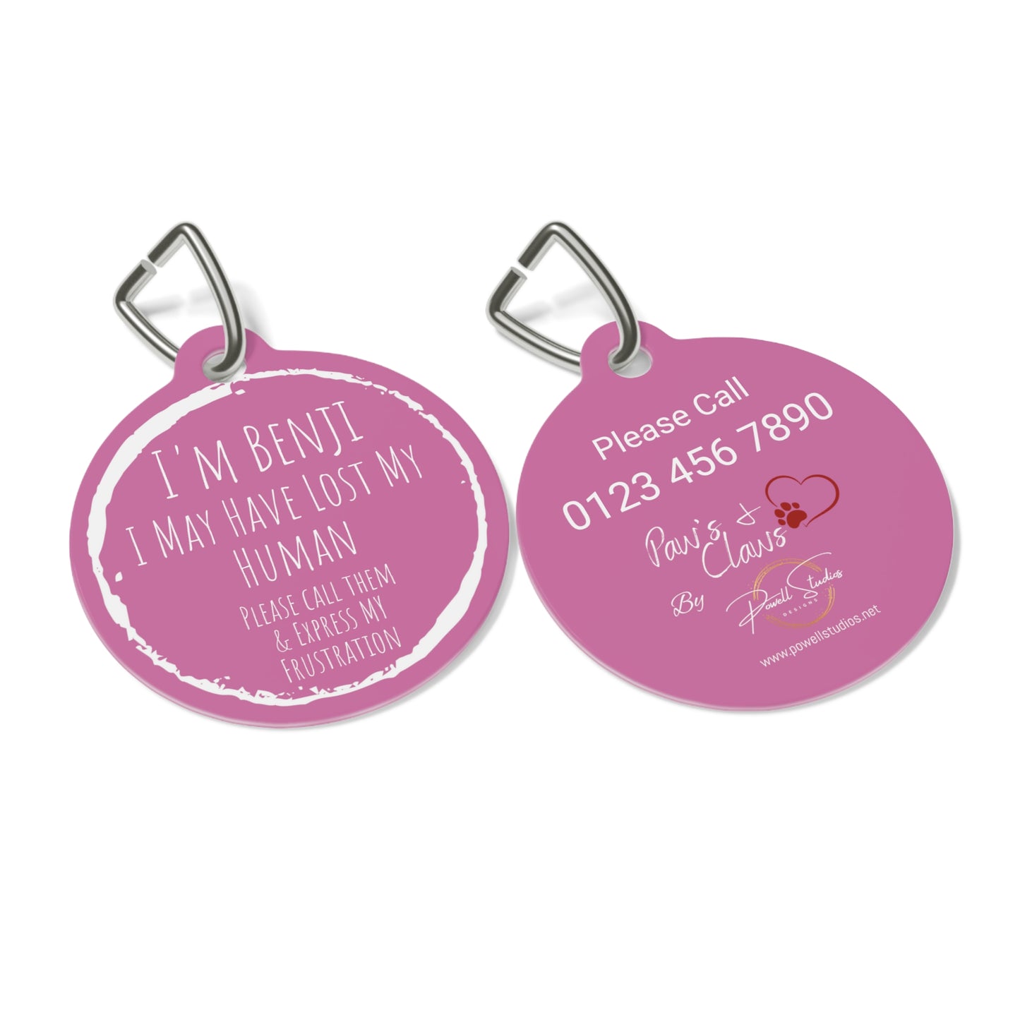 Pink "I May Have Lost My Human" , Pet Tag, Pet ID, Dog Tag, Dog ID, Cat ID, Cat Tag