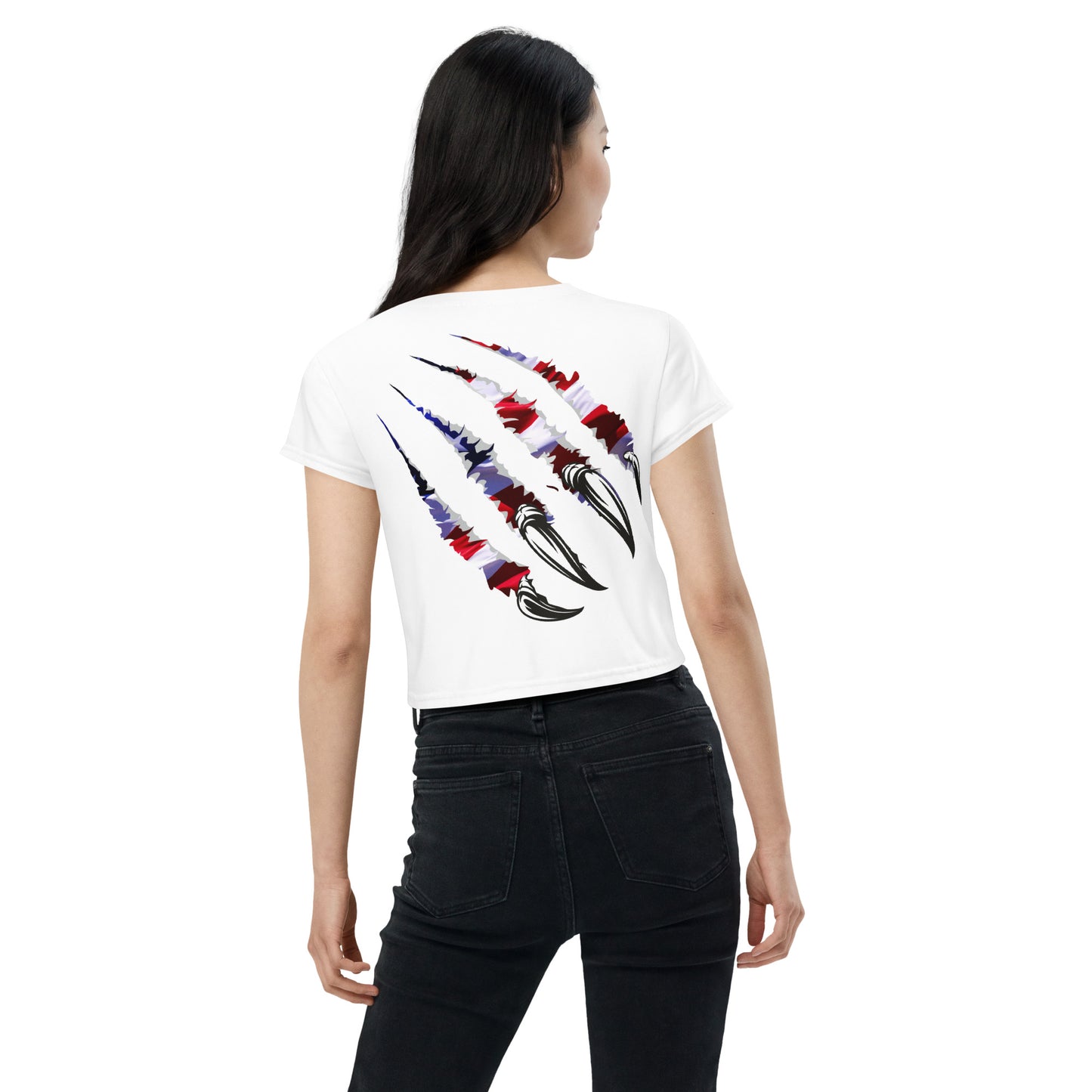 USA One NAtion Flag, All-Over Print Crop Tee
