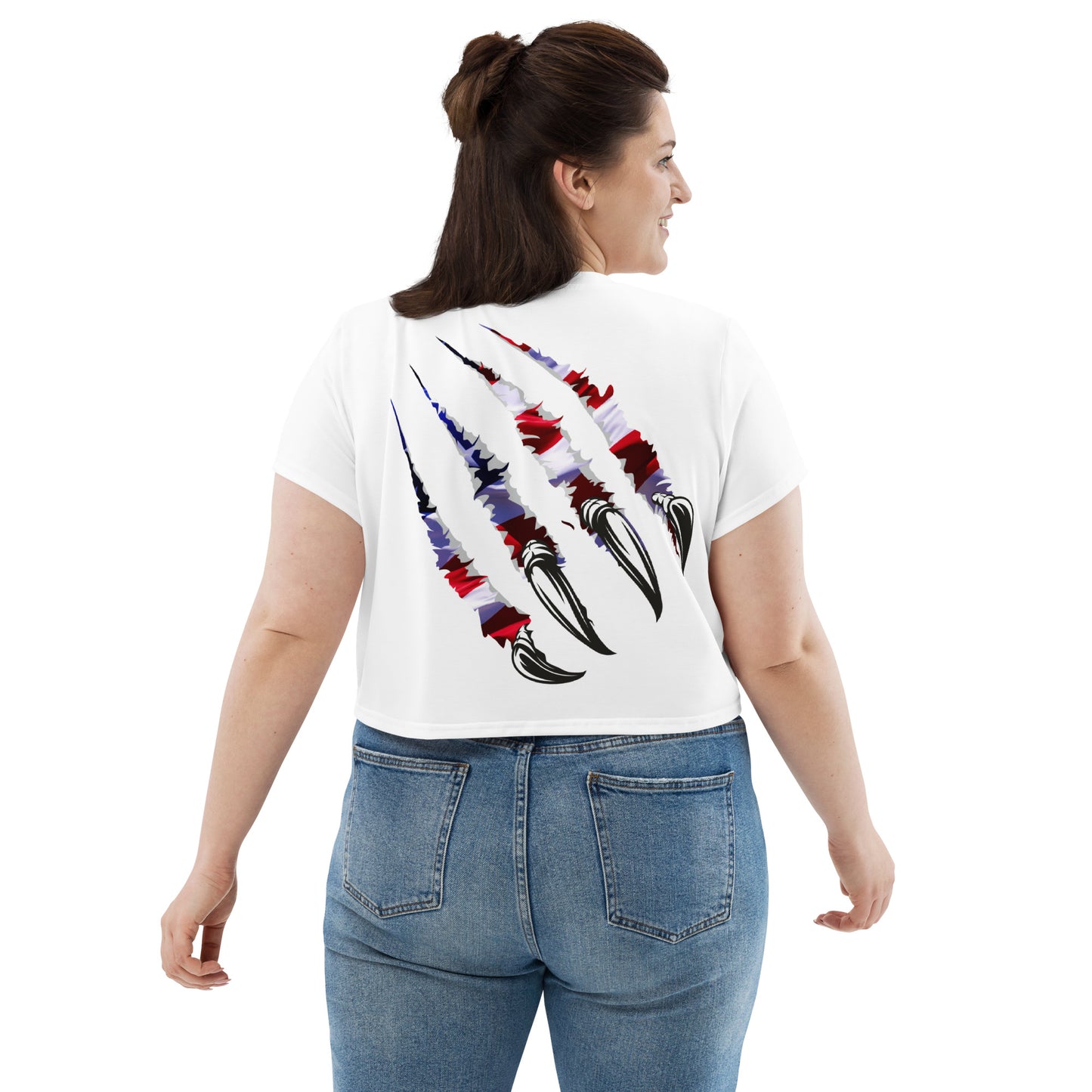 USA One NAtion Flag, All-Over Print Crop Tee