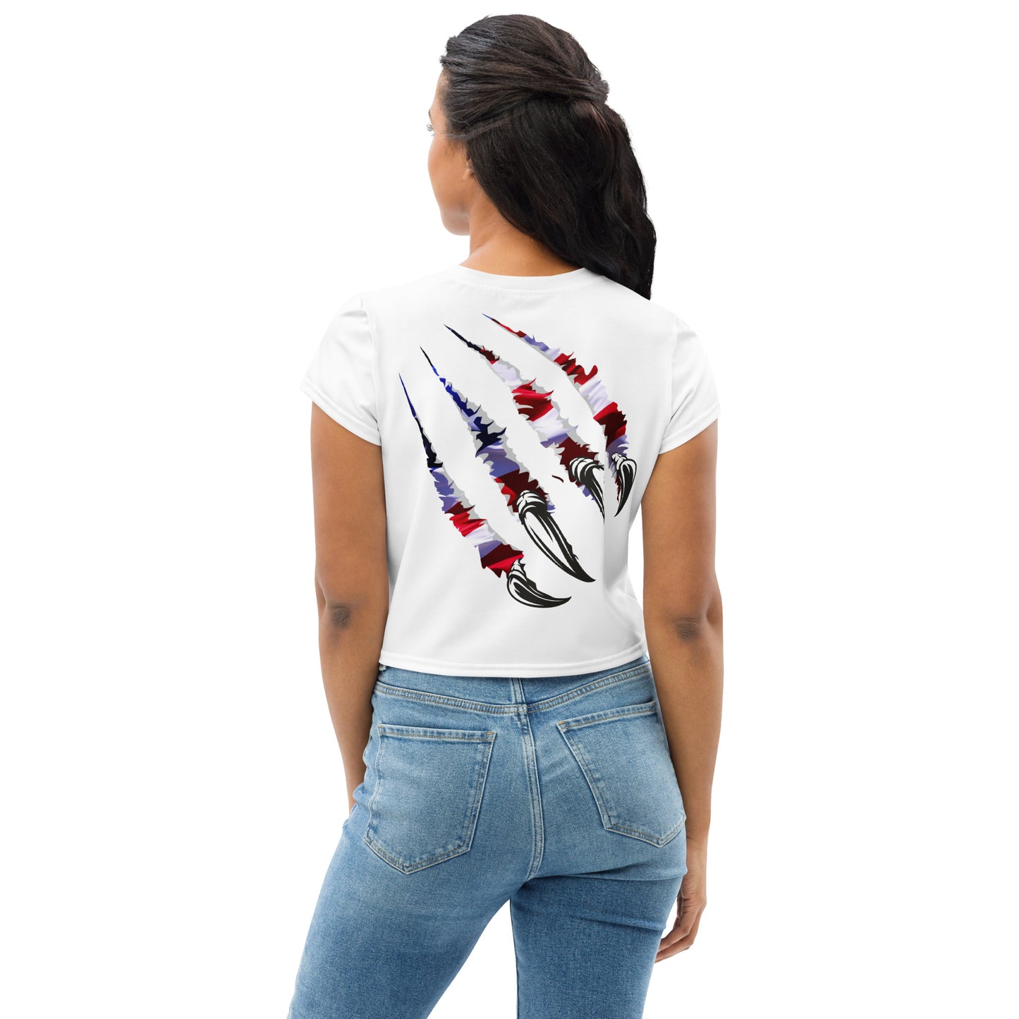 USA One NAtion Flag, All-Over Print Crop Tee