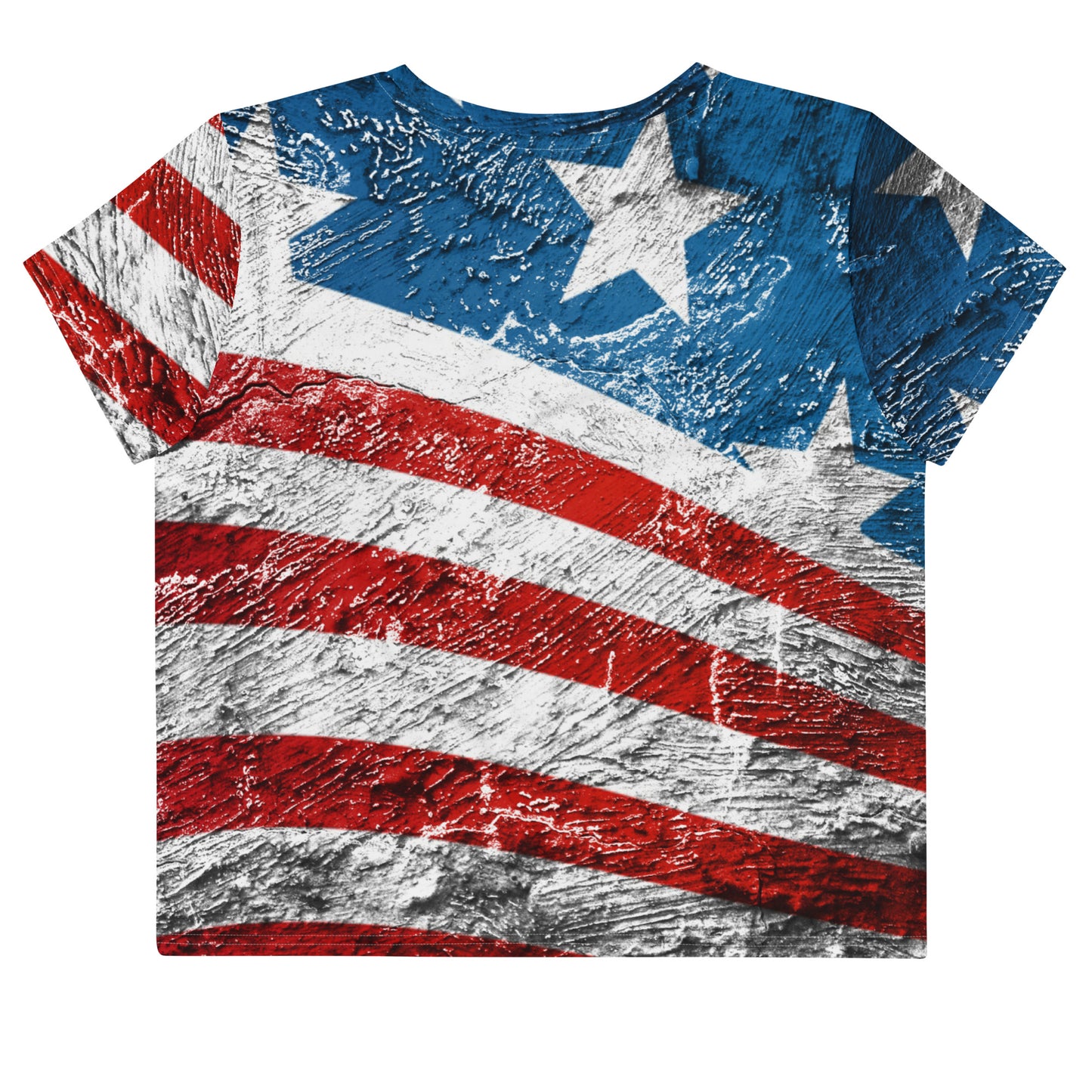 Usa oil painting style flag All-Over Print Crop Tee