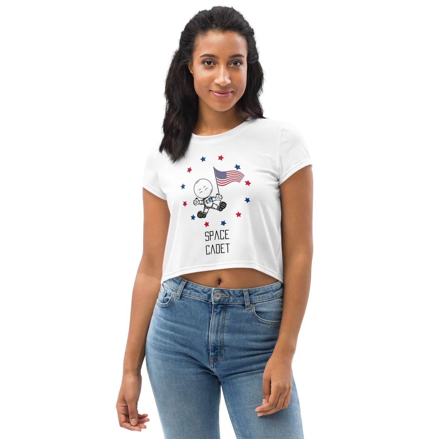 USA Space Cadet All-Over Print Crop Tee