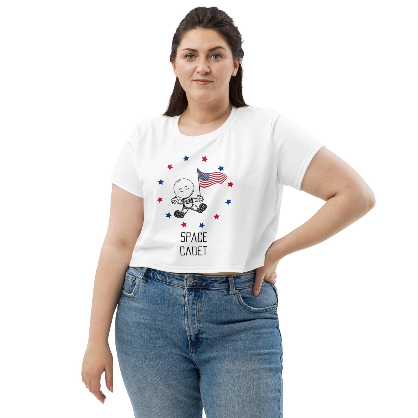 USA Space Cadet All-Over Print Crop Tee