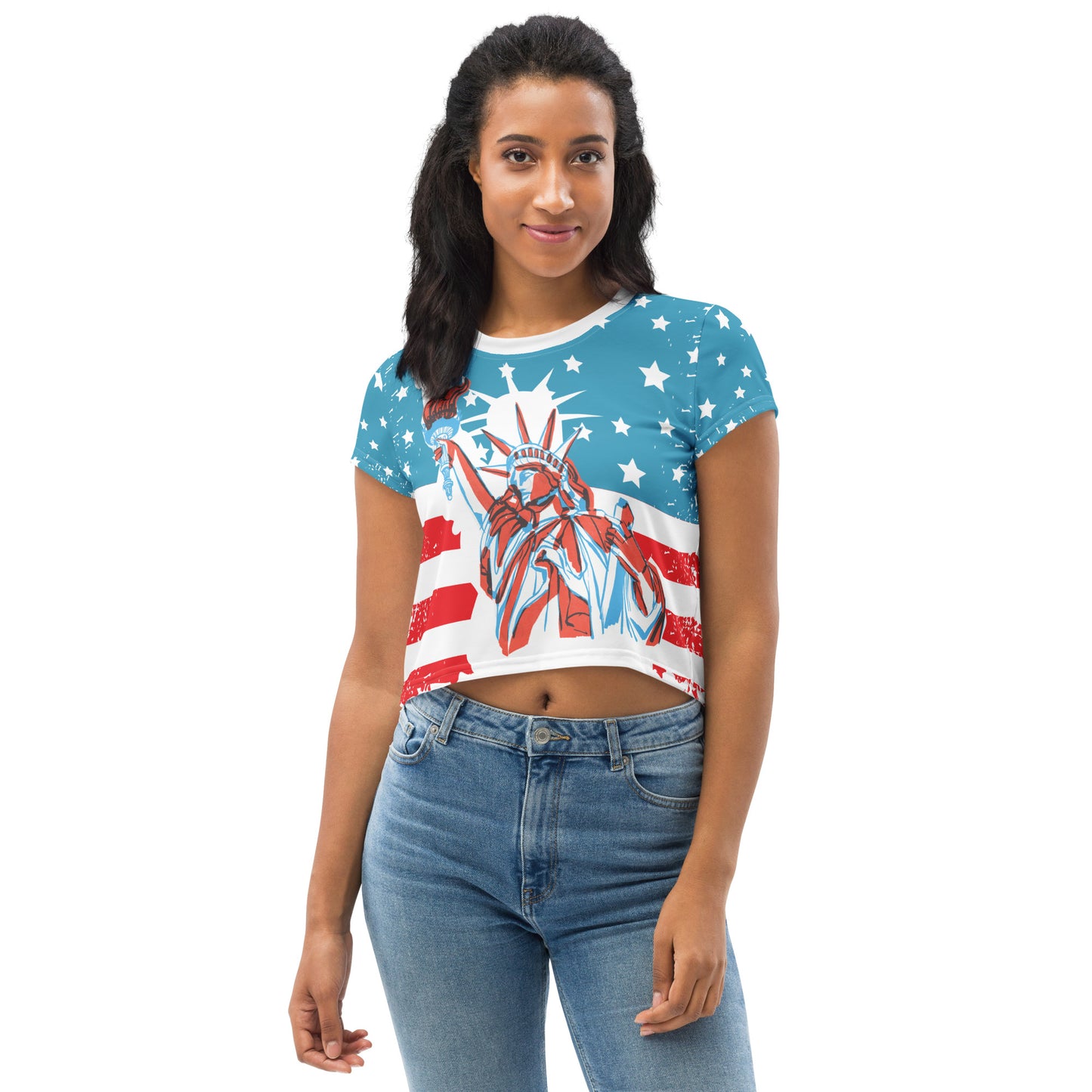 Usa All-Over Print Crop Tee