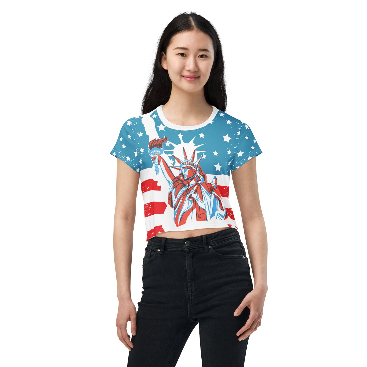 Usa All-Over Print Crop Tee