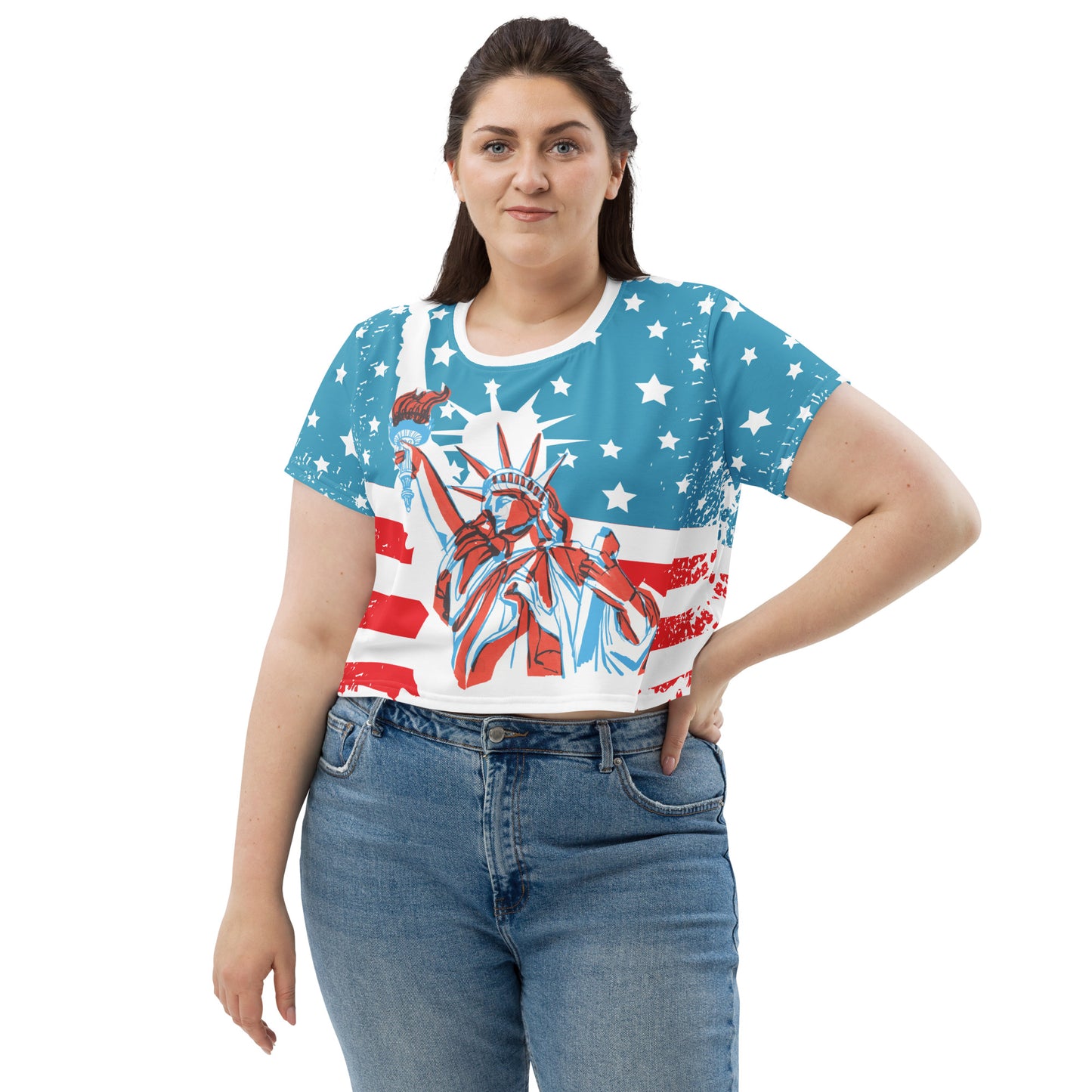 Usa All-Over Print Crop Tee