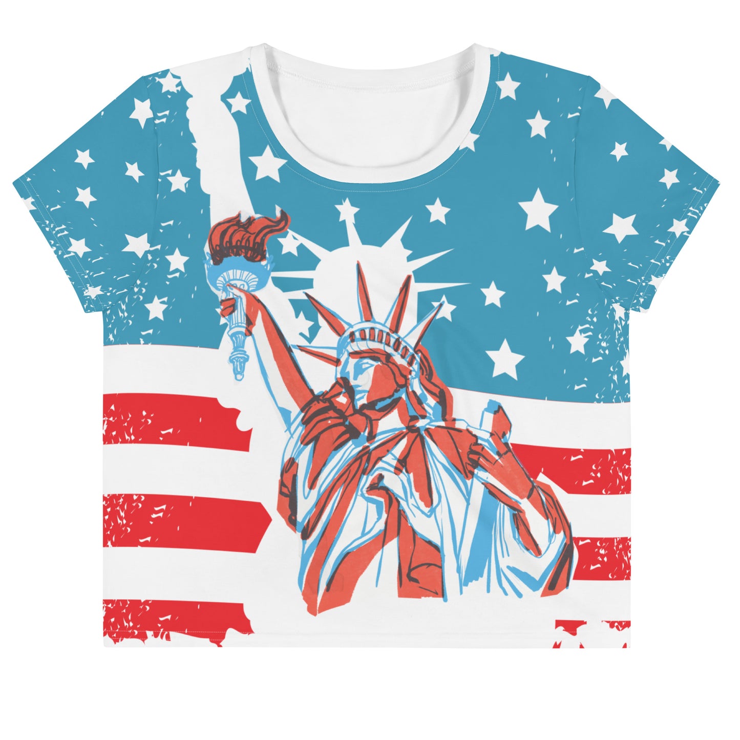 Usa All-Over Print Crop Tee