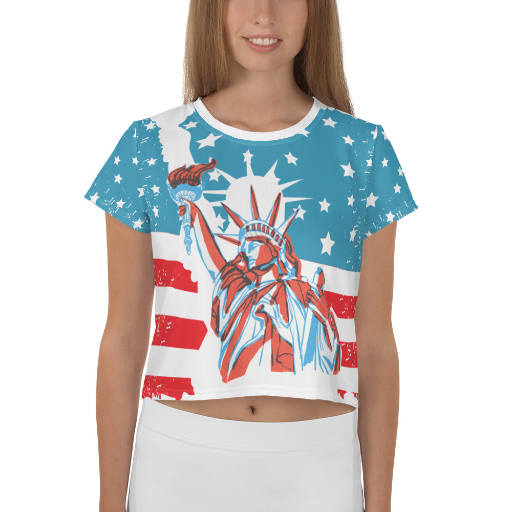 Usa All-Over Print Crop Tee