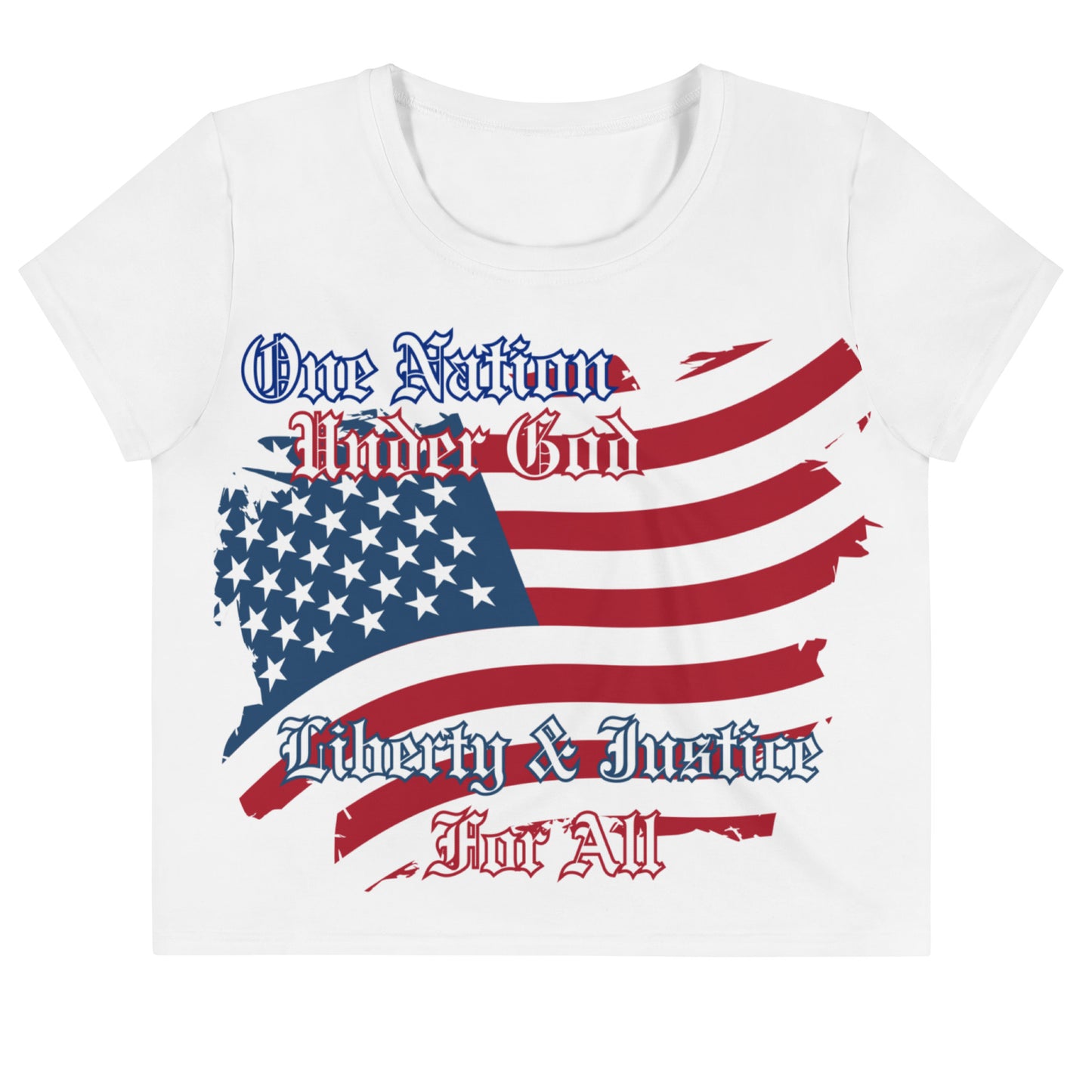 USA One NAtion Flag, All-Over Print Crop Tee