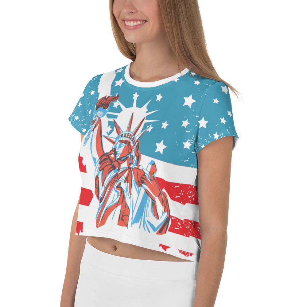 Usa All-Over Print Crop Tee