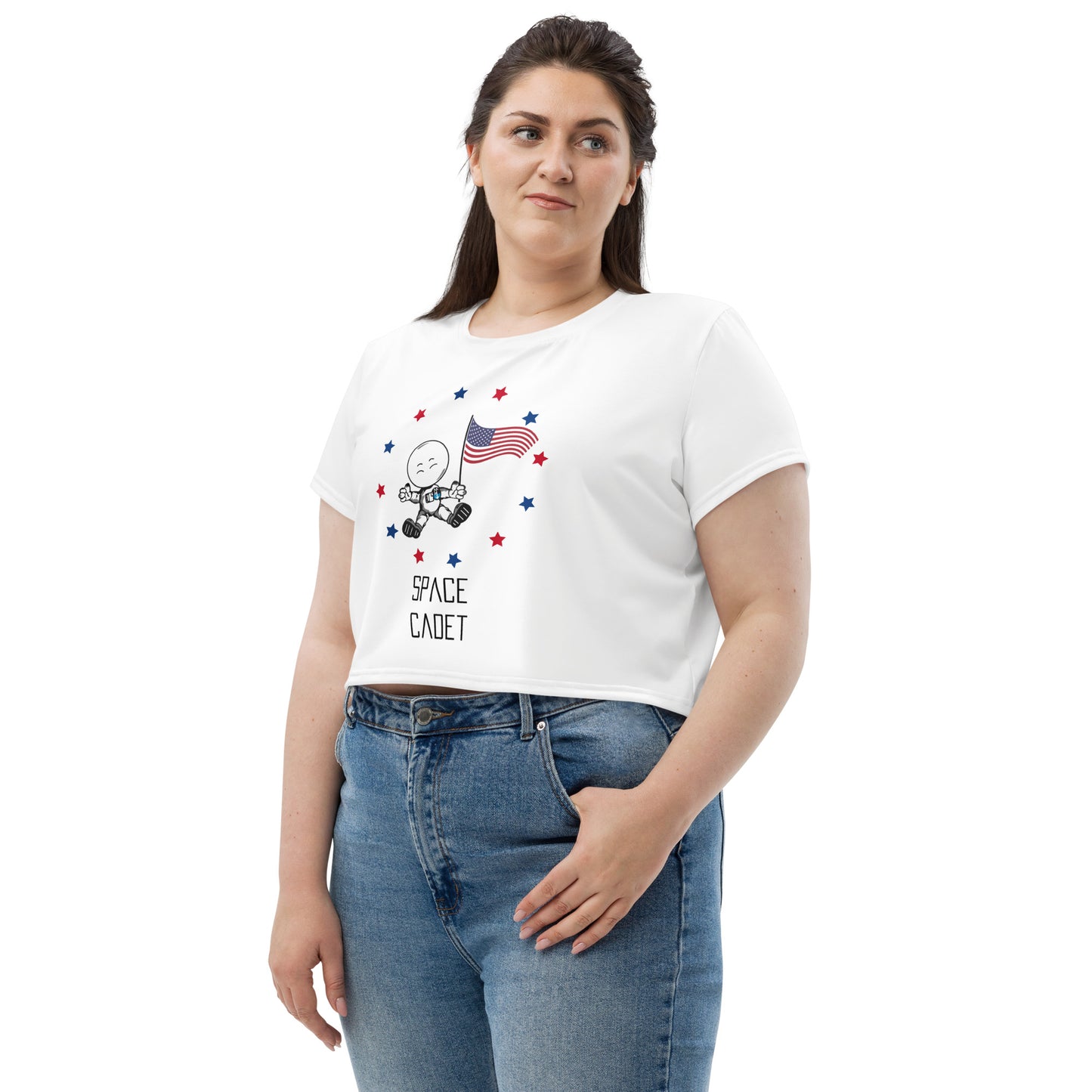 USA Space Cadet All-Over Print Crop Tee