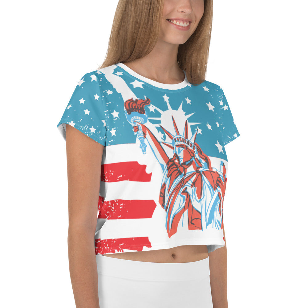 Usa All-Over Print Crop Tee