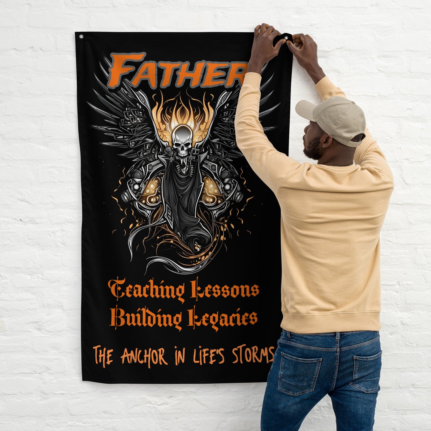 Fathers Day, Dad, Teaching Lessons, Building Legacies Biker Style Flag