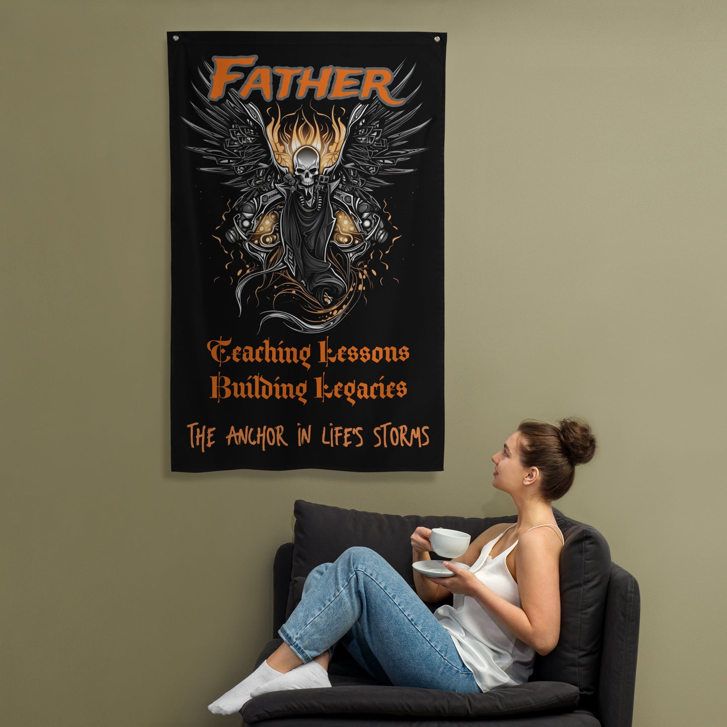Fathers Day, Dad, Teaching Lessons, Building Legacies Biker Style Flag