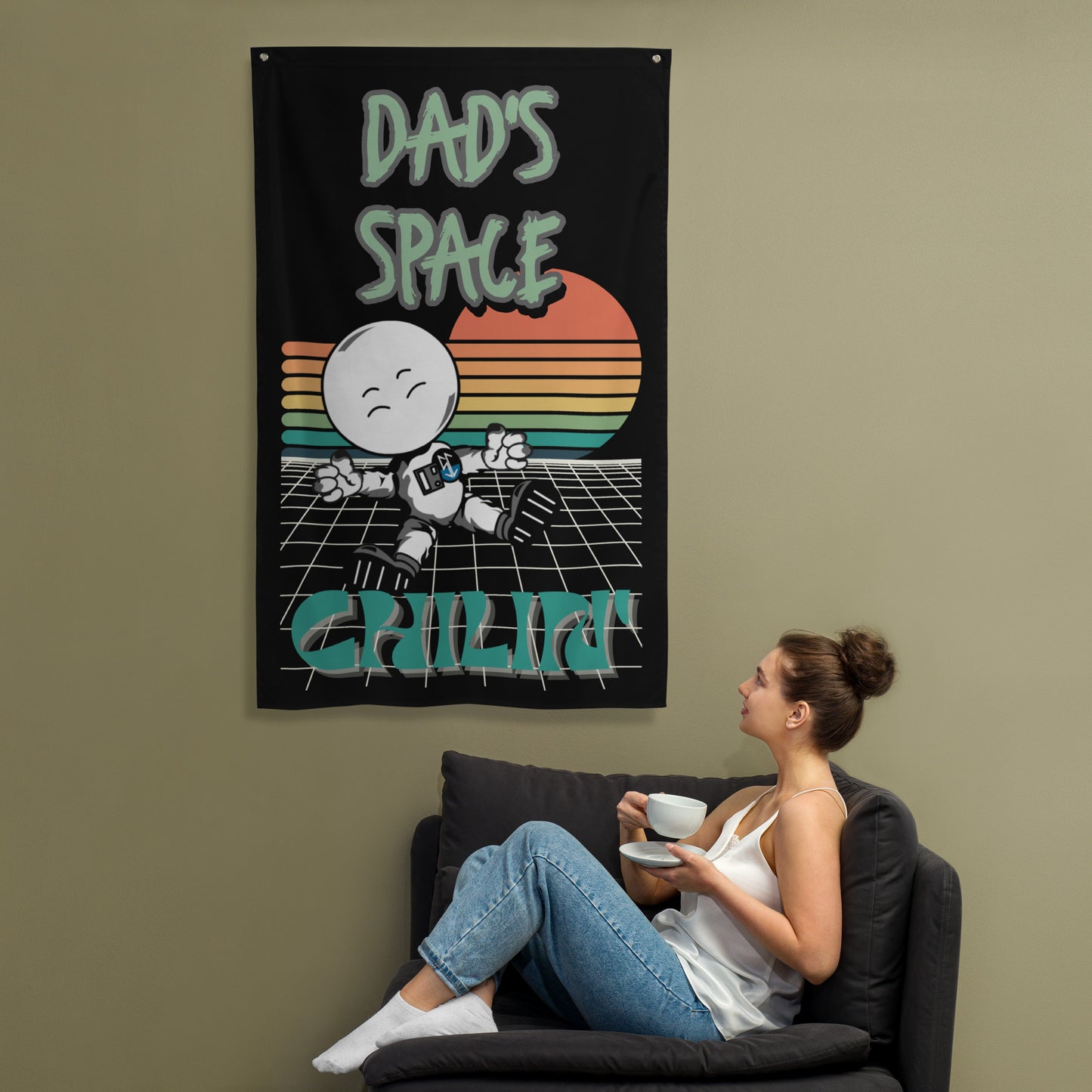 Fathers Day Dad's Space Cosmic Style Wall Art Flag