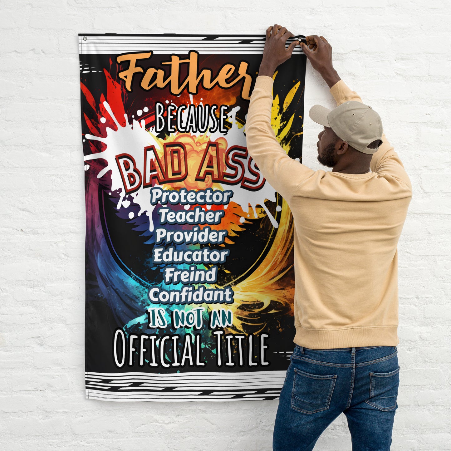 Fathers Day, Dad's a Bad Ass Wall Art Flag
