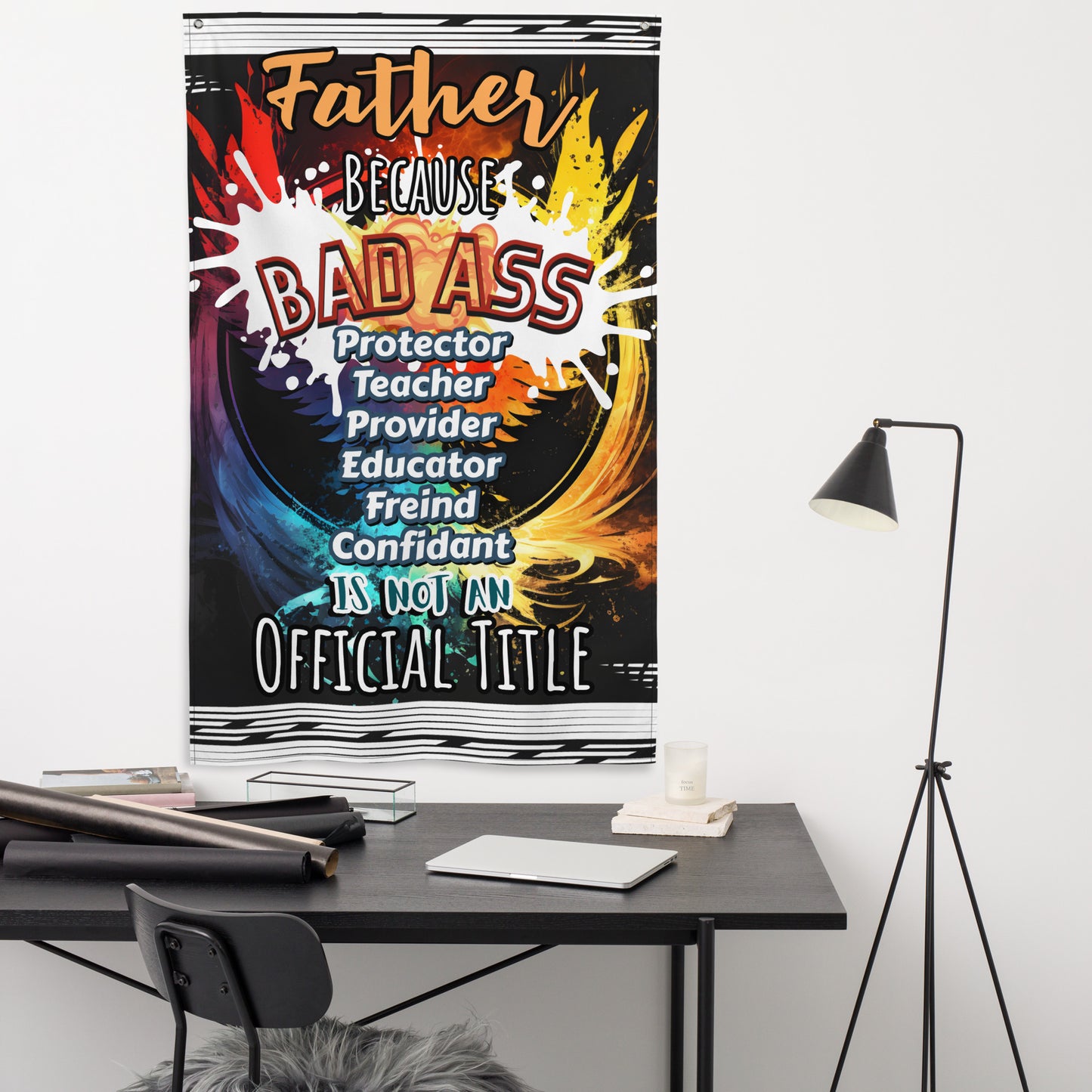 Fathers Day, Dad's a Bad Ass Wall Art Flag