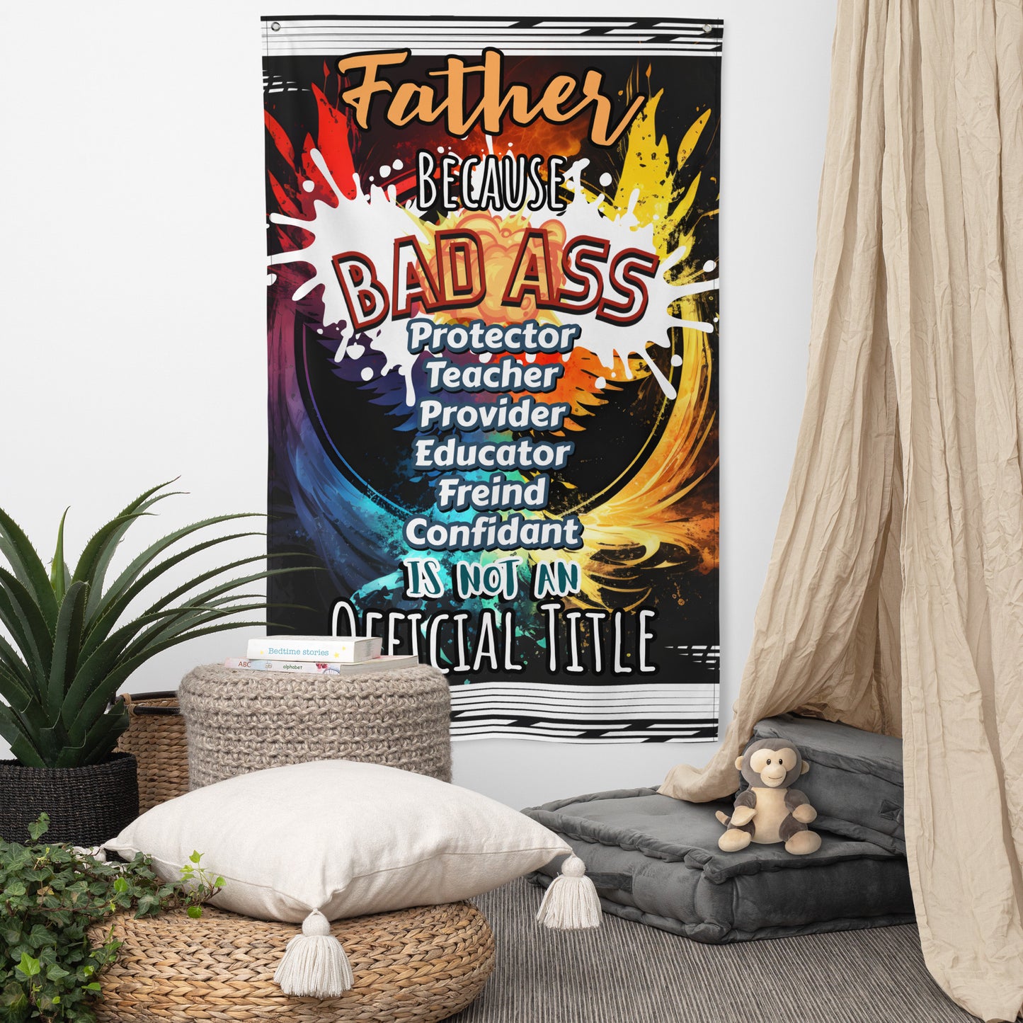 Fathers Day, Dad's a Bad Ass Wall Art Flag