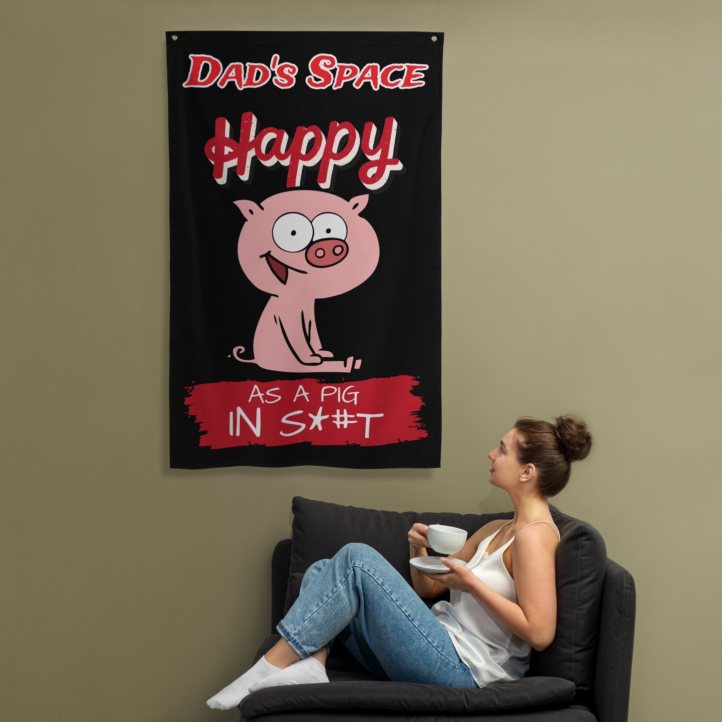 Fathers Day, Dad's Space Happy as a Pig in S#*T Flag