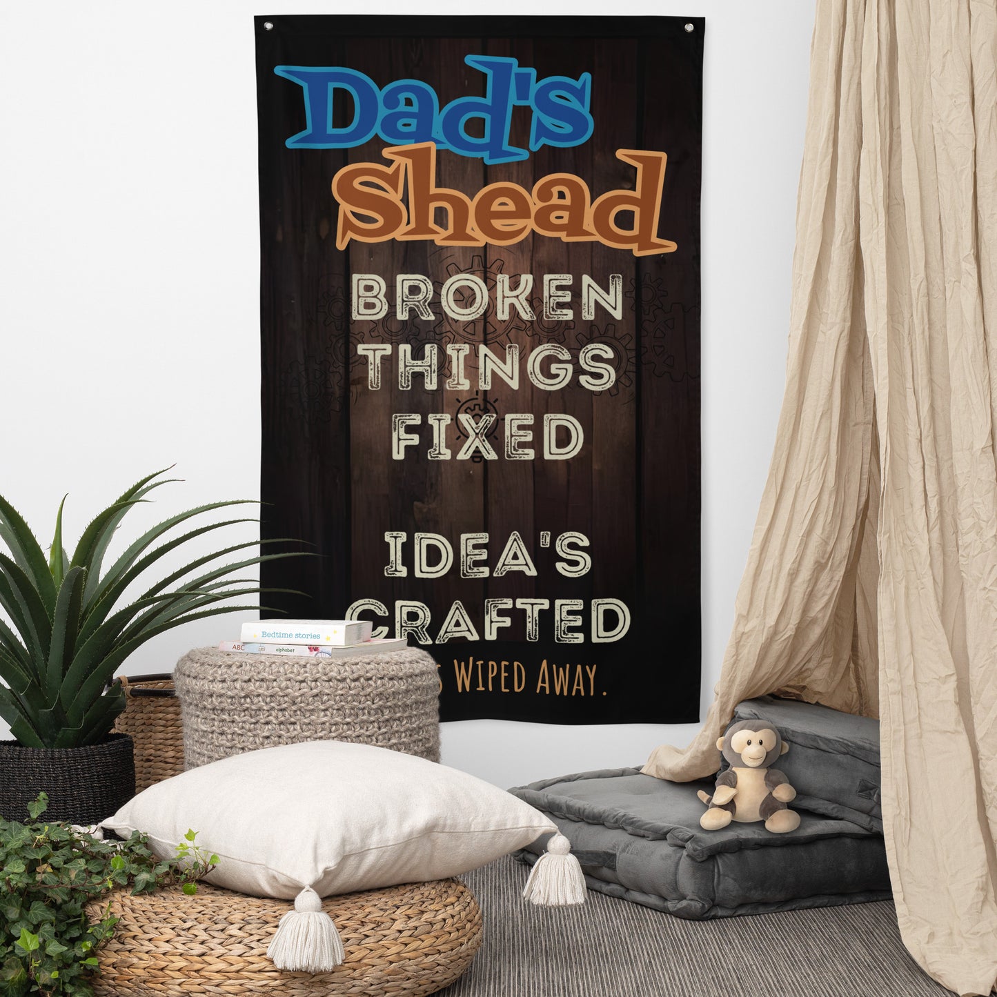 Fathers Day, Dad;s Shead Broken Things Fixed, Wall Art Flag