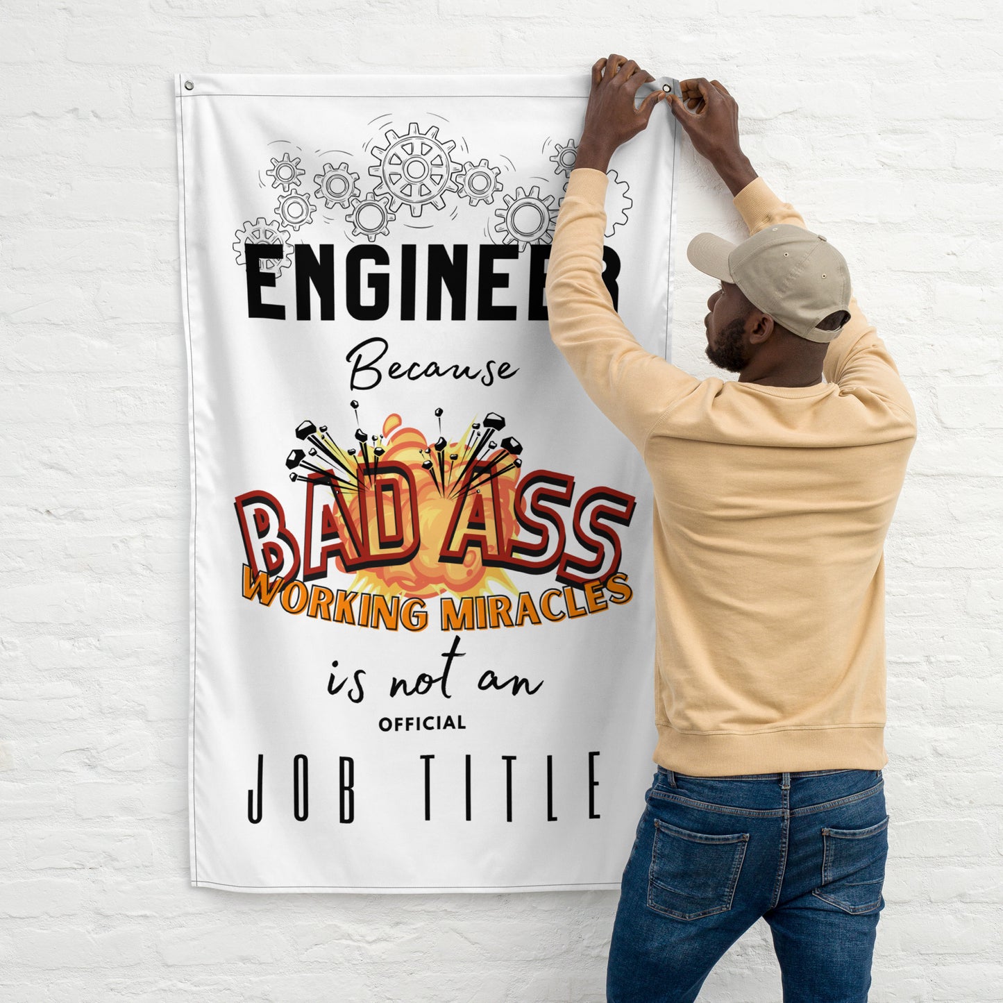 Fathers day, Dad, Engineering Bad Ass Wall Art Flag.