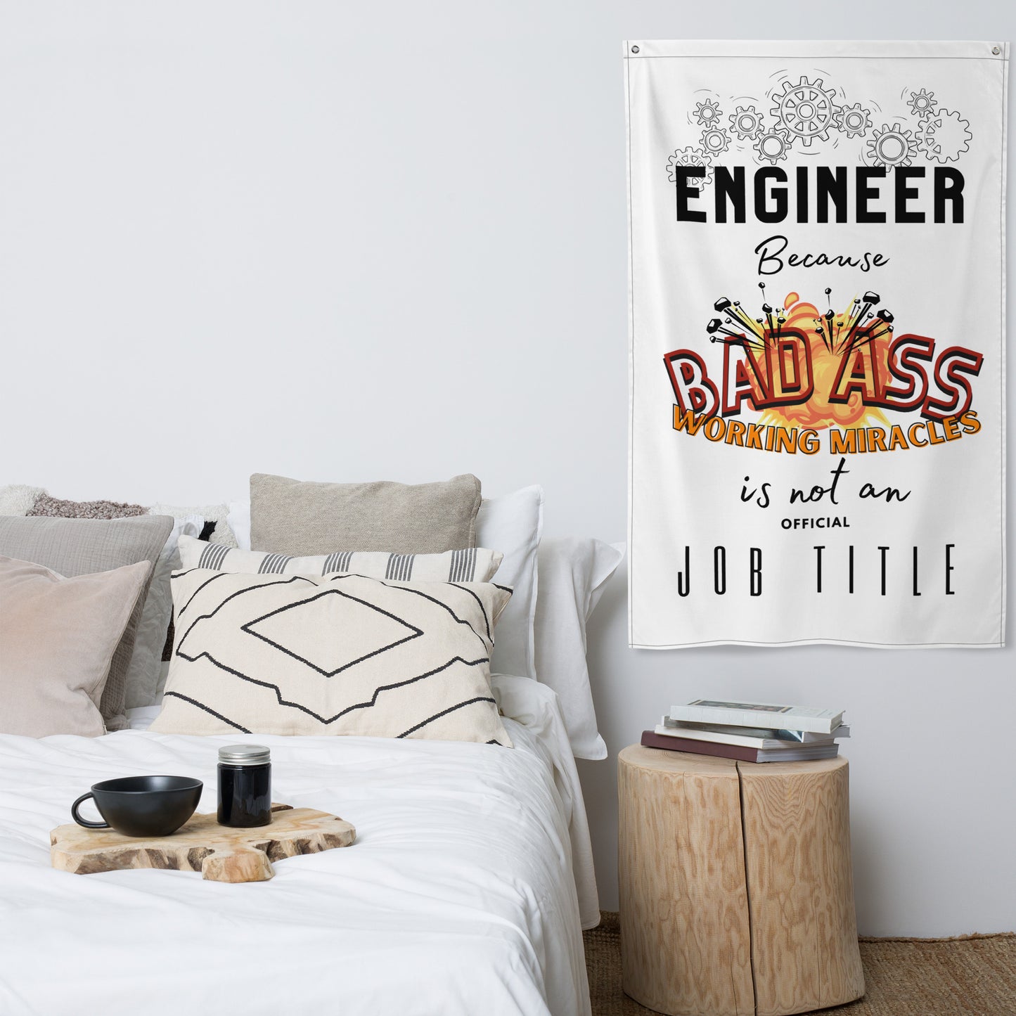 Fathers day, Dad, Engineering Bad Ass Wall Art Flag.
