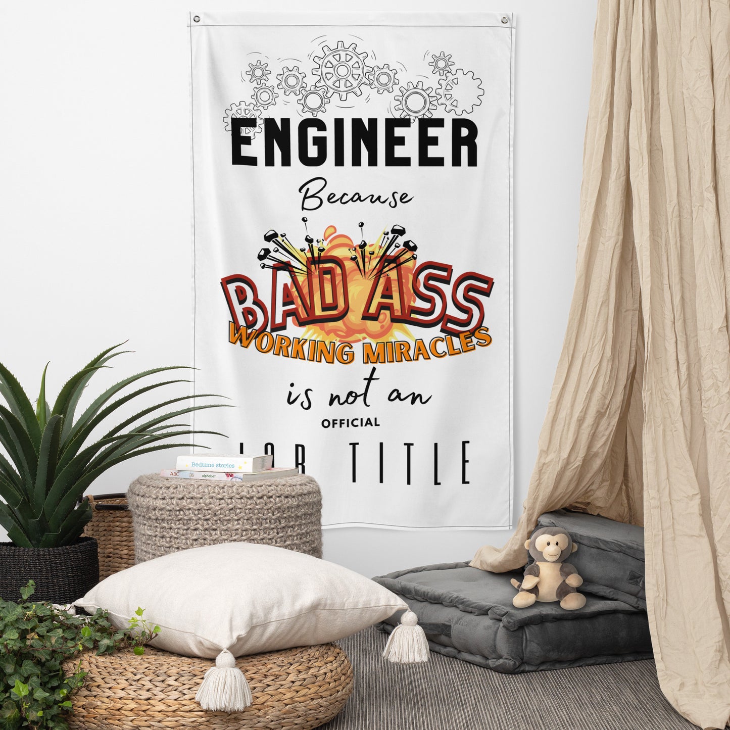 Fathers day, Dad, Engineering Bad Ass Wall Art Flag.