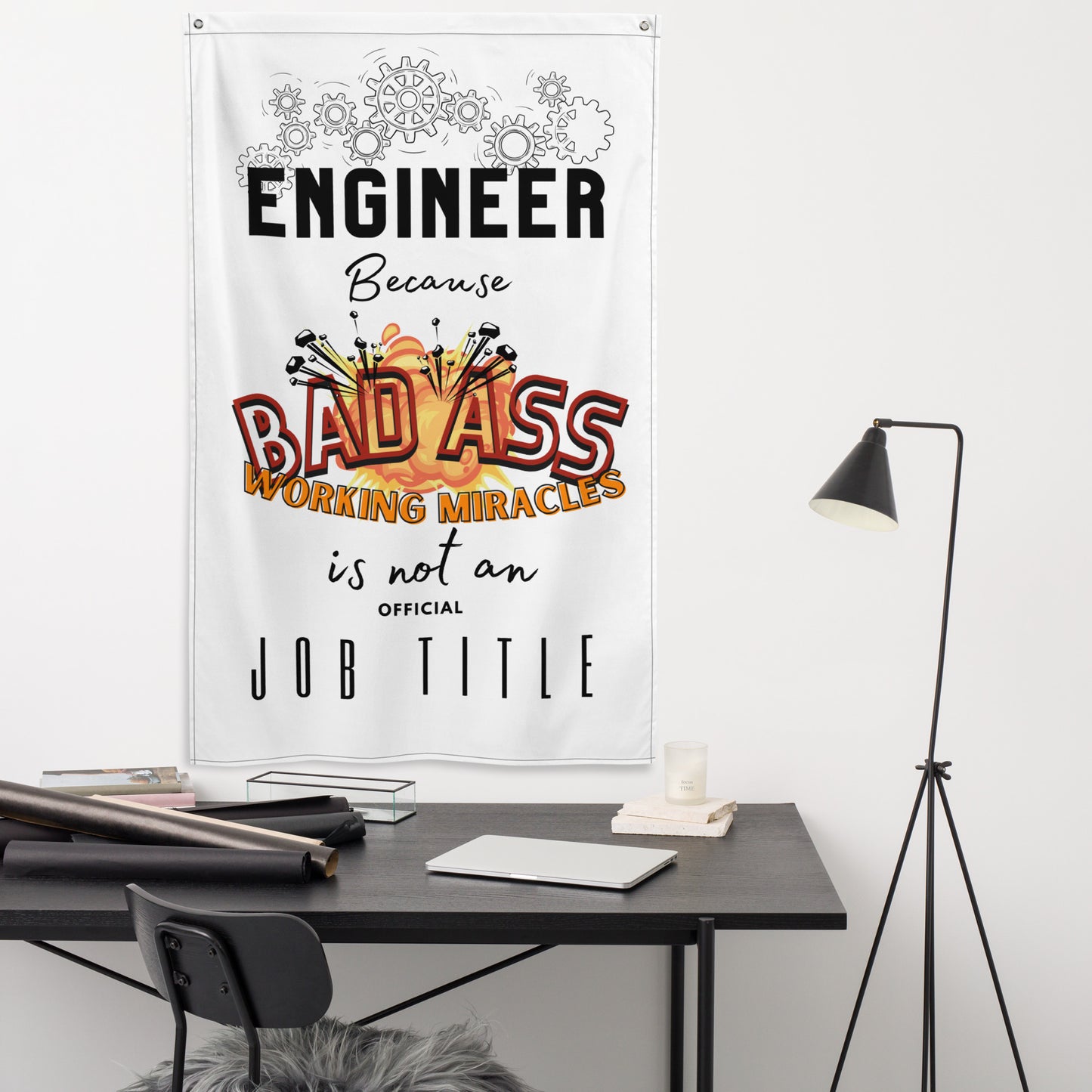 Fathers day, Dad, Engineering Bad Ass Wall Art Flag.