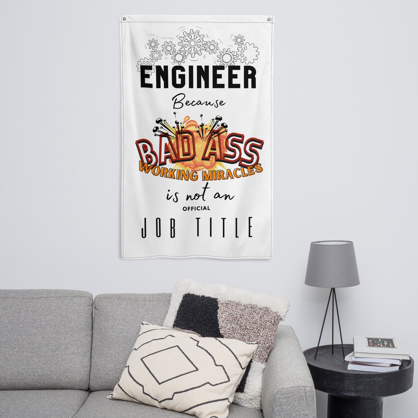Fathers day, Dad, Engineering Bad Ass Wall Art Flag.
