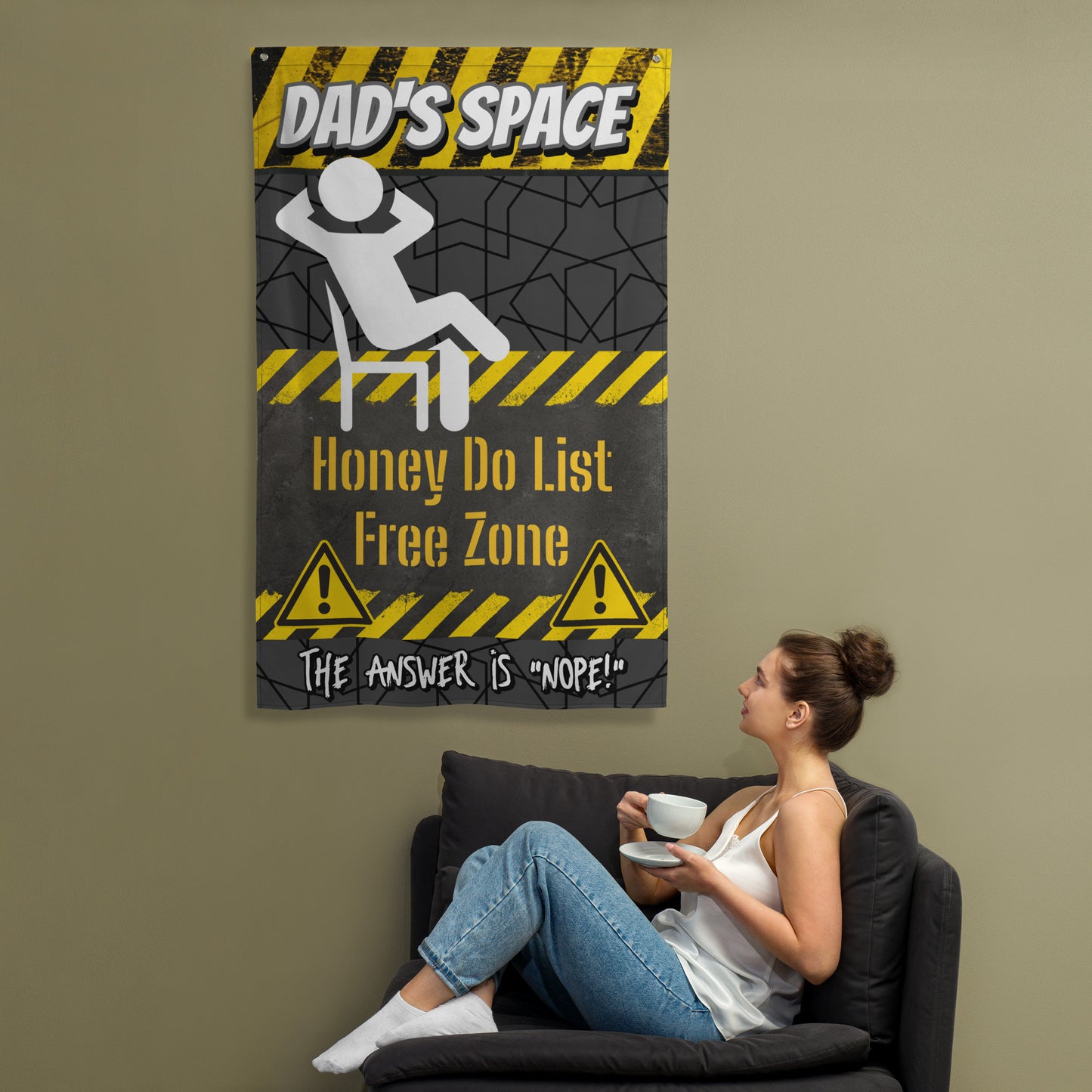 Fathers Day, Dad's Space Honey Do list Free Zone, Wall Art Flag