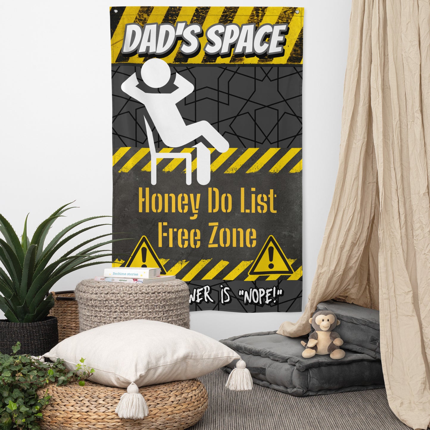 Fathers Day, Dad's Space Honey Do list Free Zone, Wall Art Flag