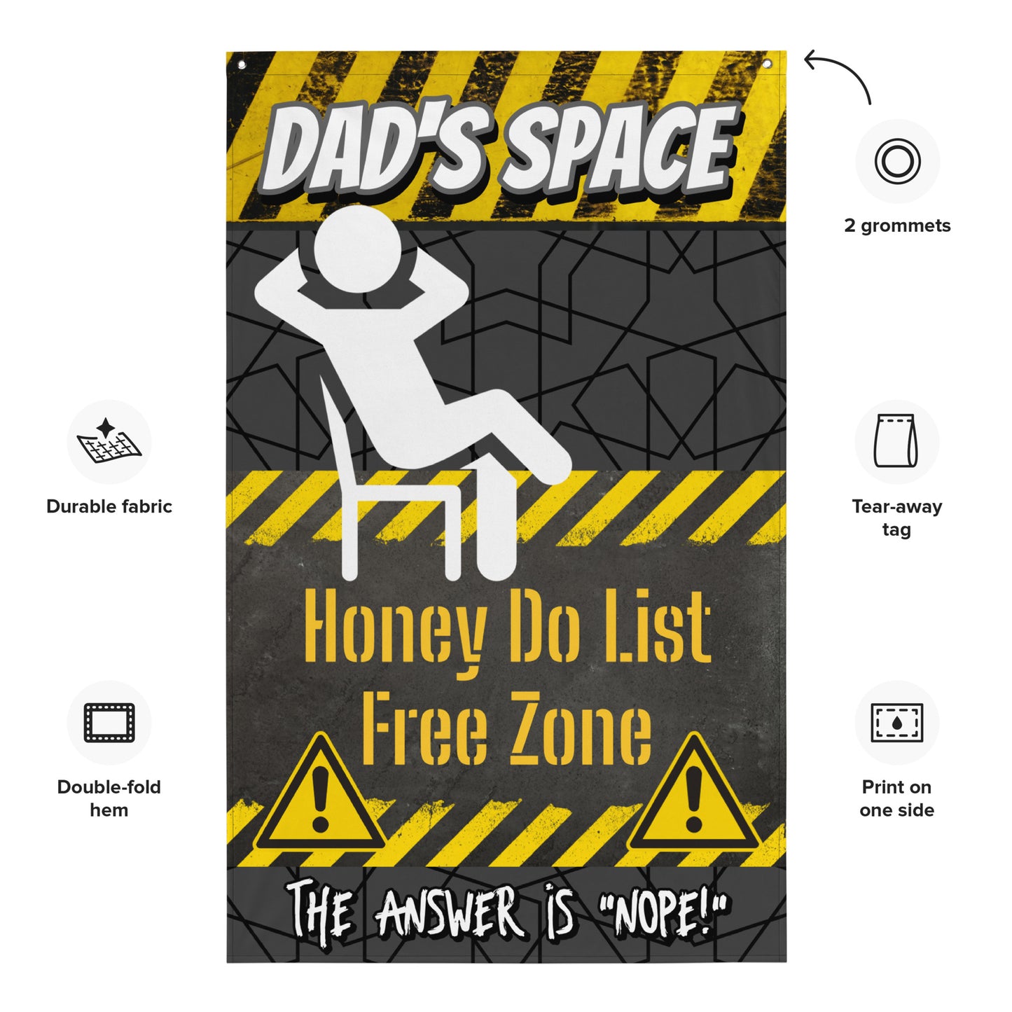 Fathers Day, Dad's Space Honey Do list Free Zone, Wall Art Flag