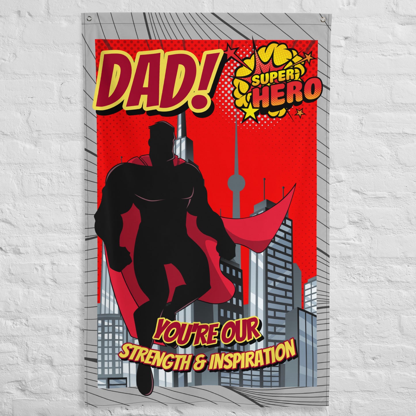 Fathers Day Dad Super Hero Wall Art Flag