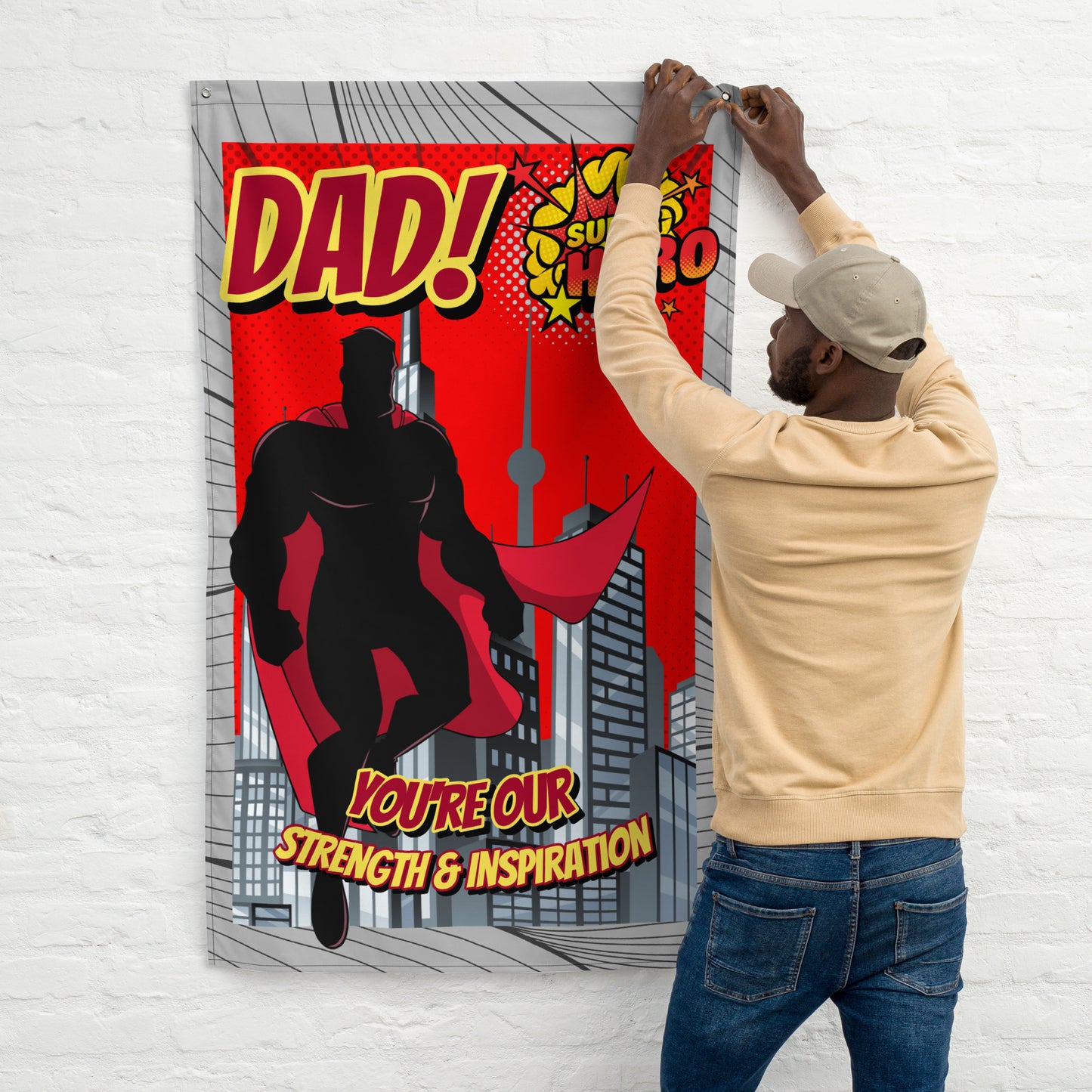 Fathers Day Dad Super Hero Wall Art Flag