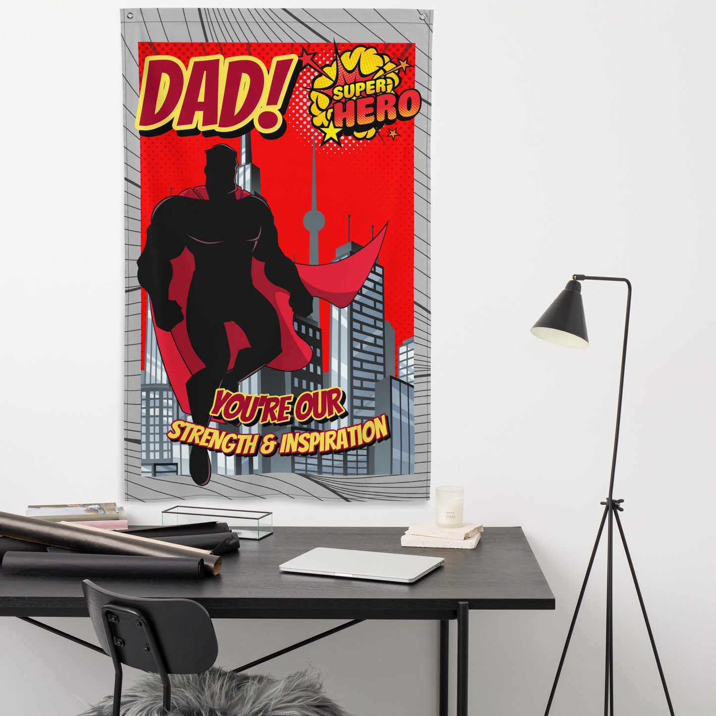 Fathers Day Dad Super Hero Wall Art Flag
