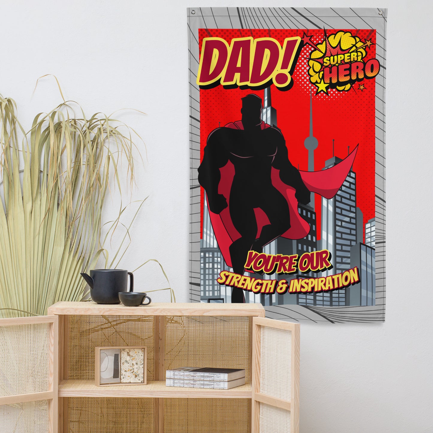 Fathers Day Dad Super Hero Wall Art Flag