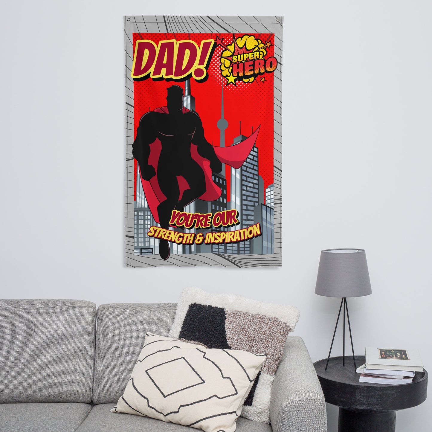 Fathers Day Dad Super Hero Wall Art Flag