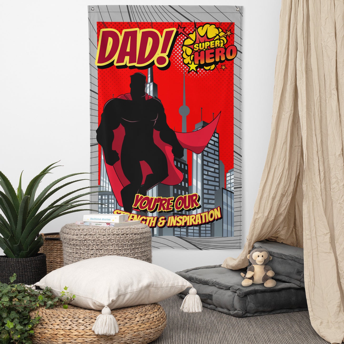 Fathers Day Dad Super Hero Wall Art Flag