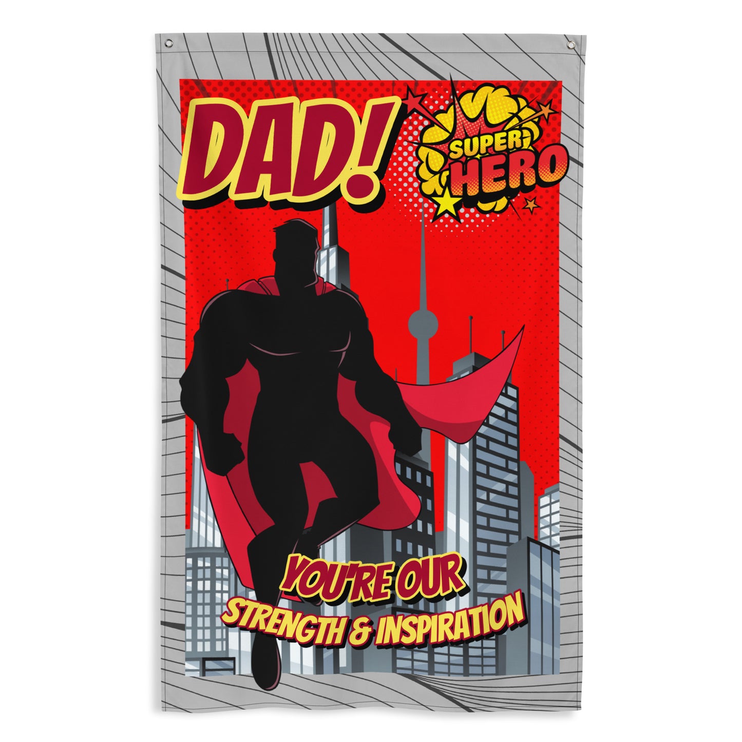 Fathers Day Dad Super Hero Wall Art Flag