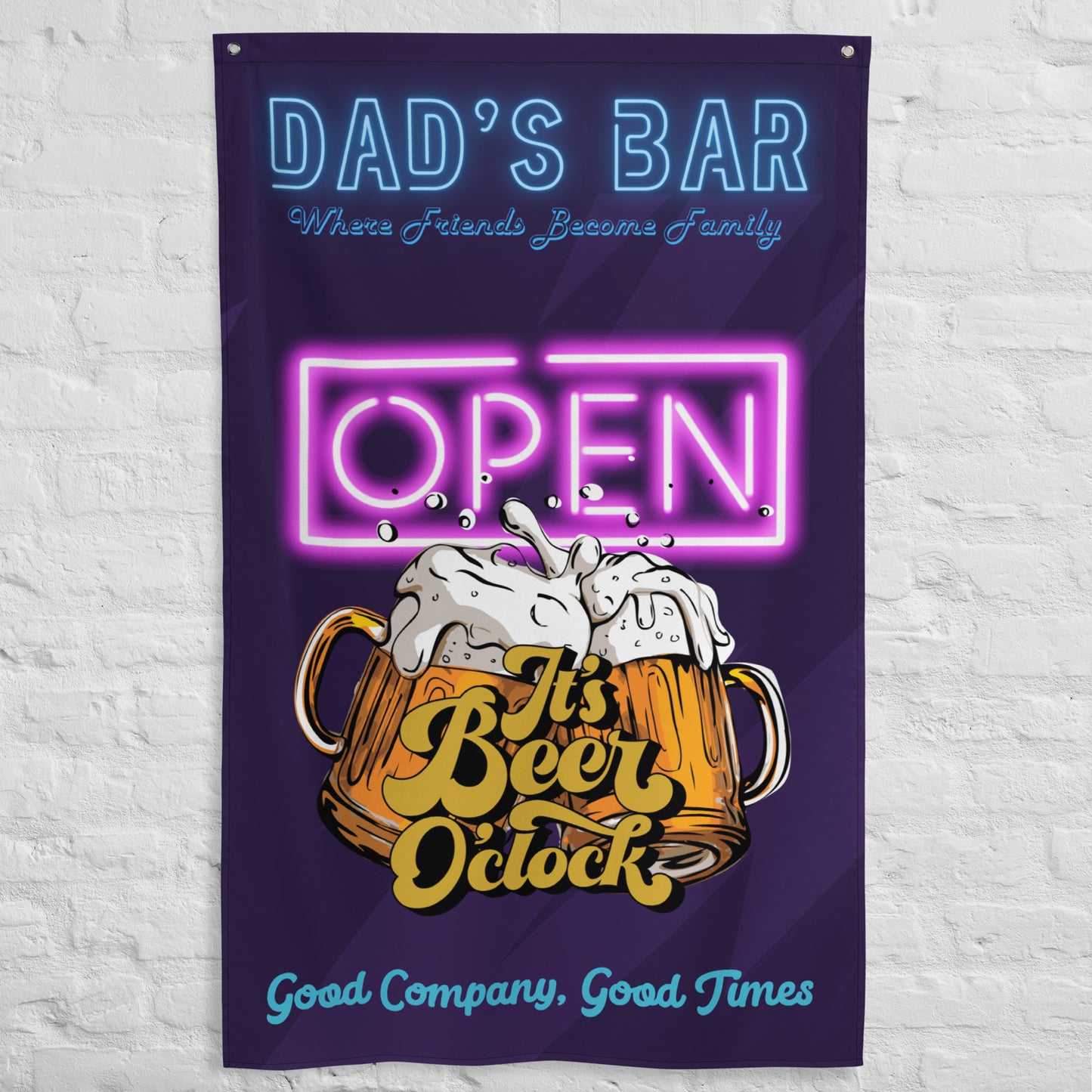 Fathers Day Dad's Bar, Where freinds become family, Wall Art Flag