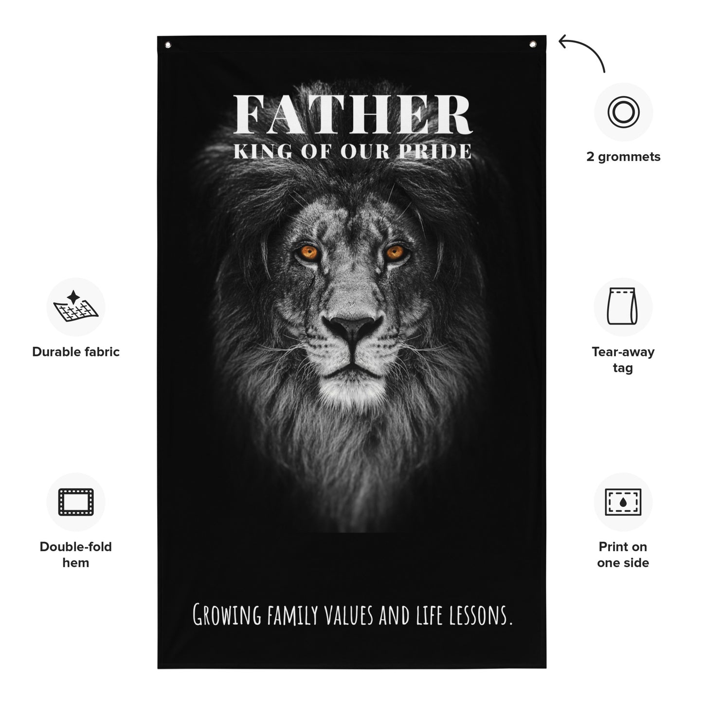 Fathers Day, Dad, Father, King of Our Pride Wall Art Flag