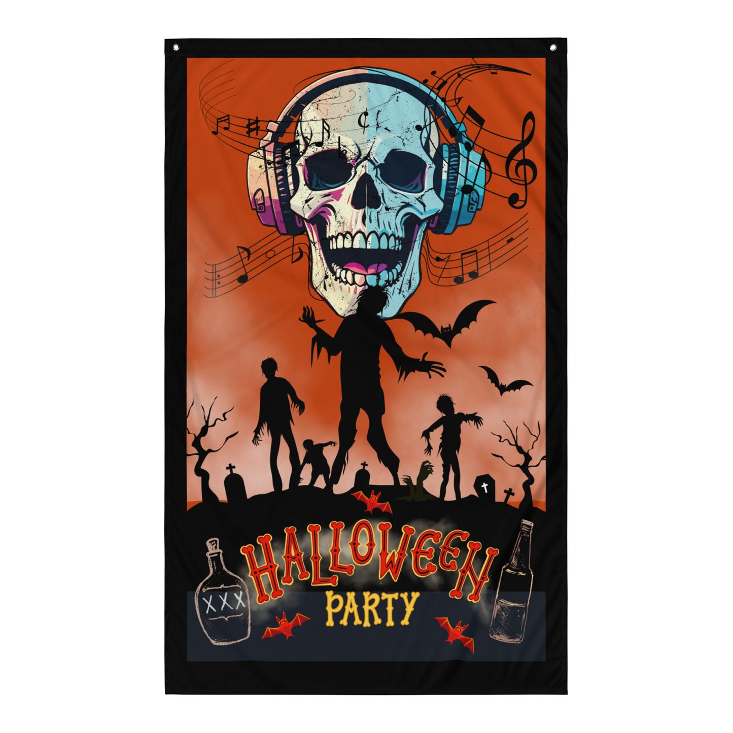 Halloween Decoration Wall Art Flag. Welcome To Halloween Paty, DJ Music Style.