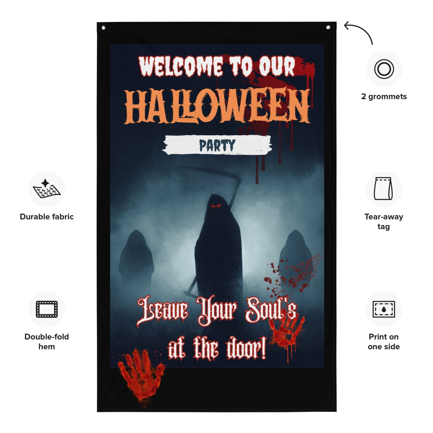 Halloween Decoration Wall Art Flag Welcome To Halloween Party Leave Soul At The Door