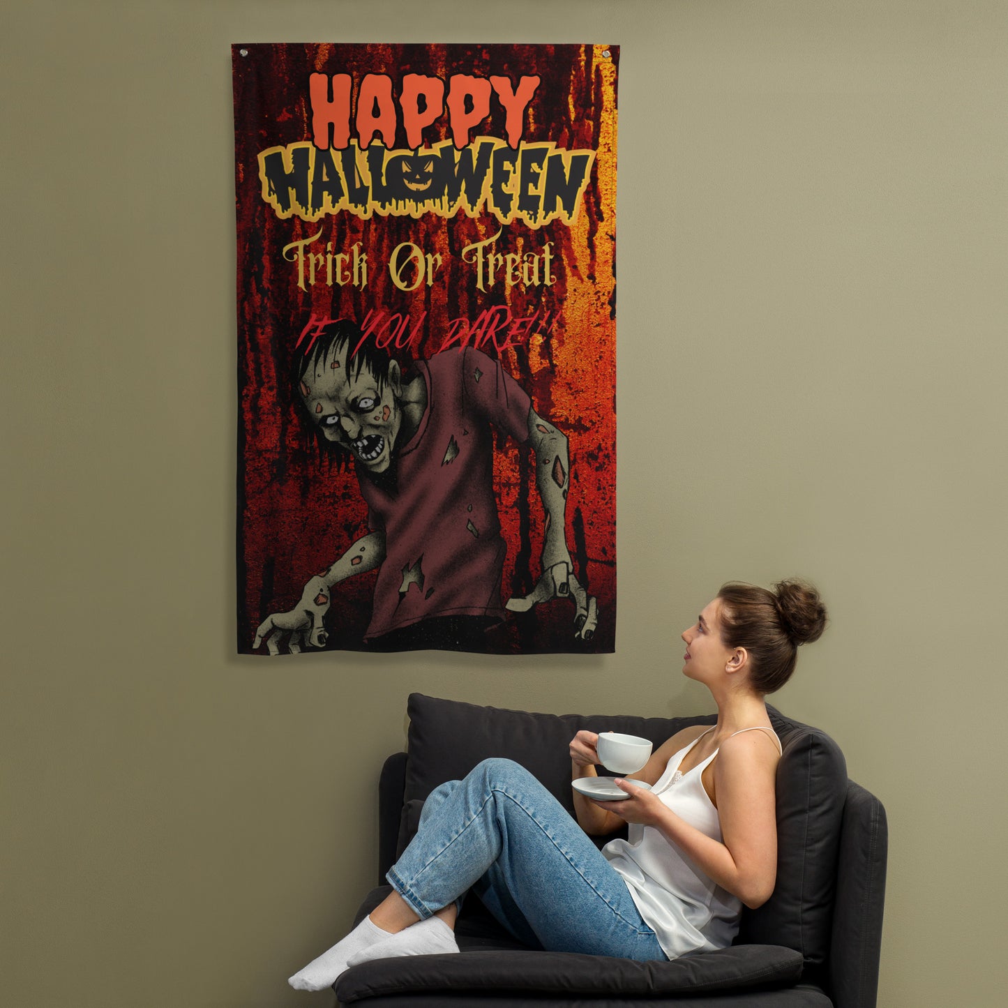 Have A Happy Halloween, Trick Or Treat, Zombie Halloween Wall art Decorations