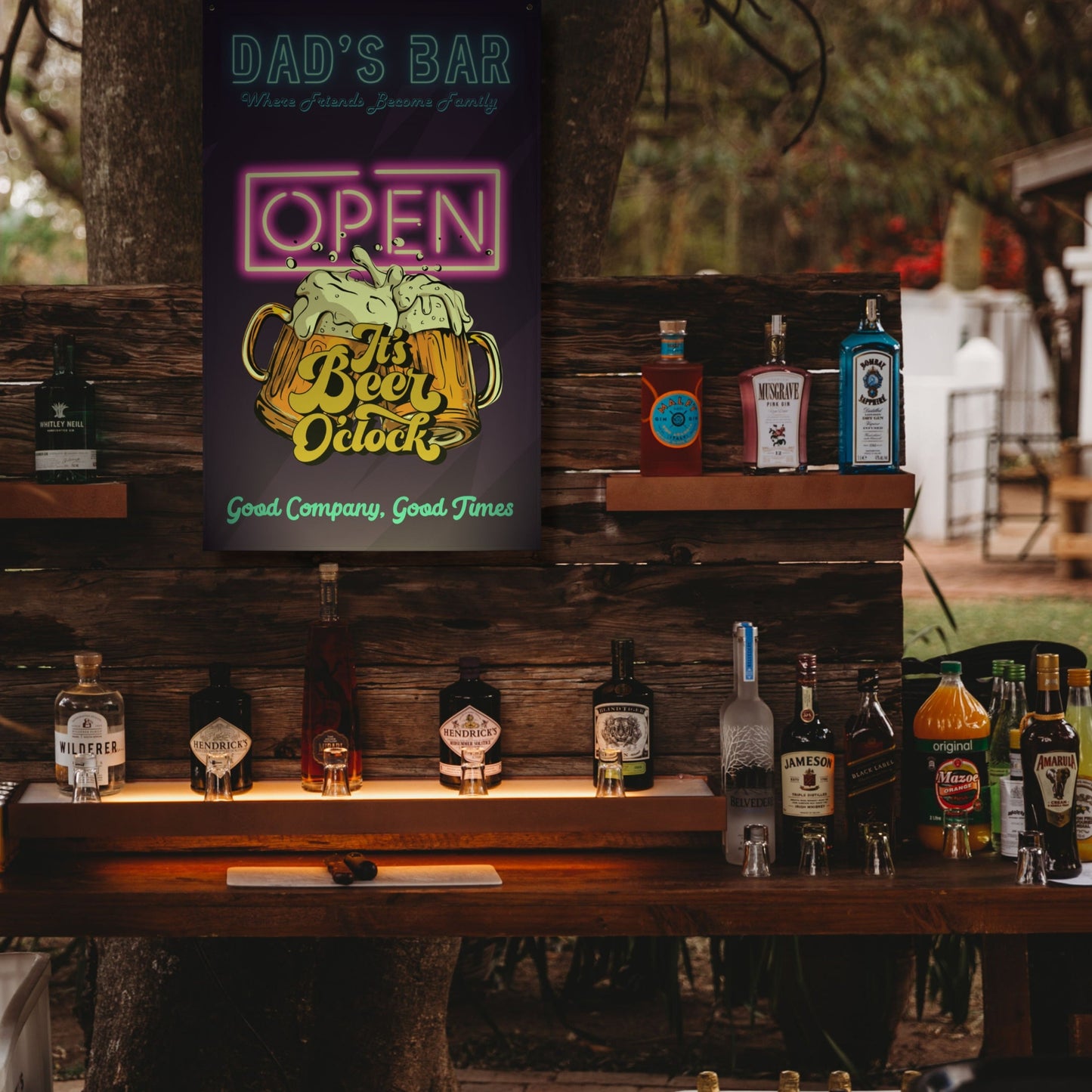 Fathers Day Dad's Bar, Where freinds become family, Wall Art Flag
