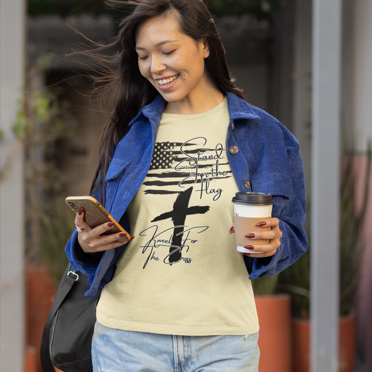 Stand for the flag, Kneel for the cross, Women's Relaxed T-Shirt